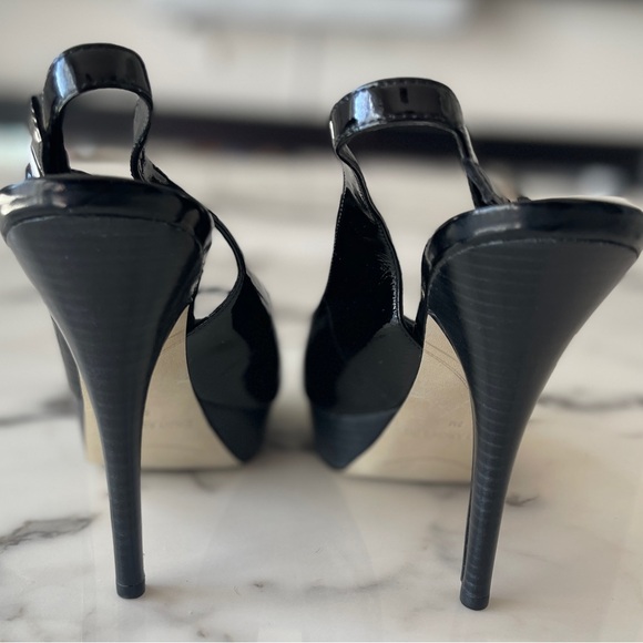 Enzo Angiolini Black Patent Platform Slingbacks unworn - Picture 5 of 12